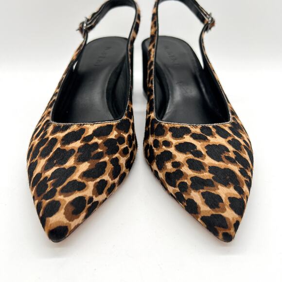 M GEMI Slingback Pump Womens 10.5 Leopard Print Calfhair Pointy Block Heel Suede - Picture 2 of 10